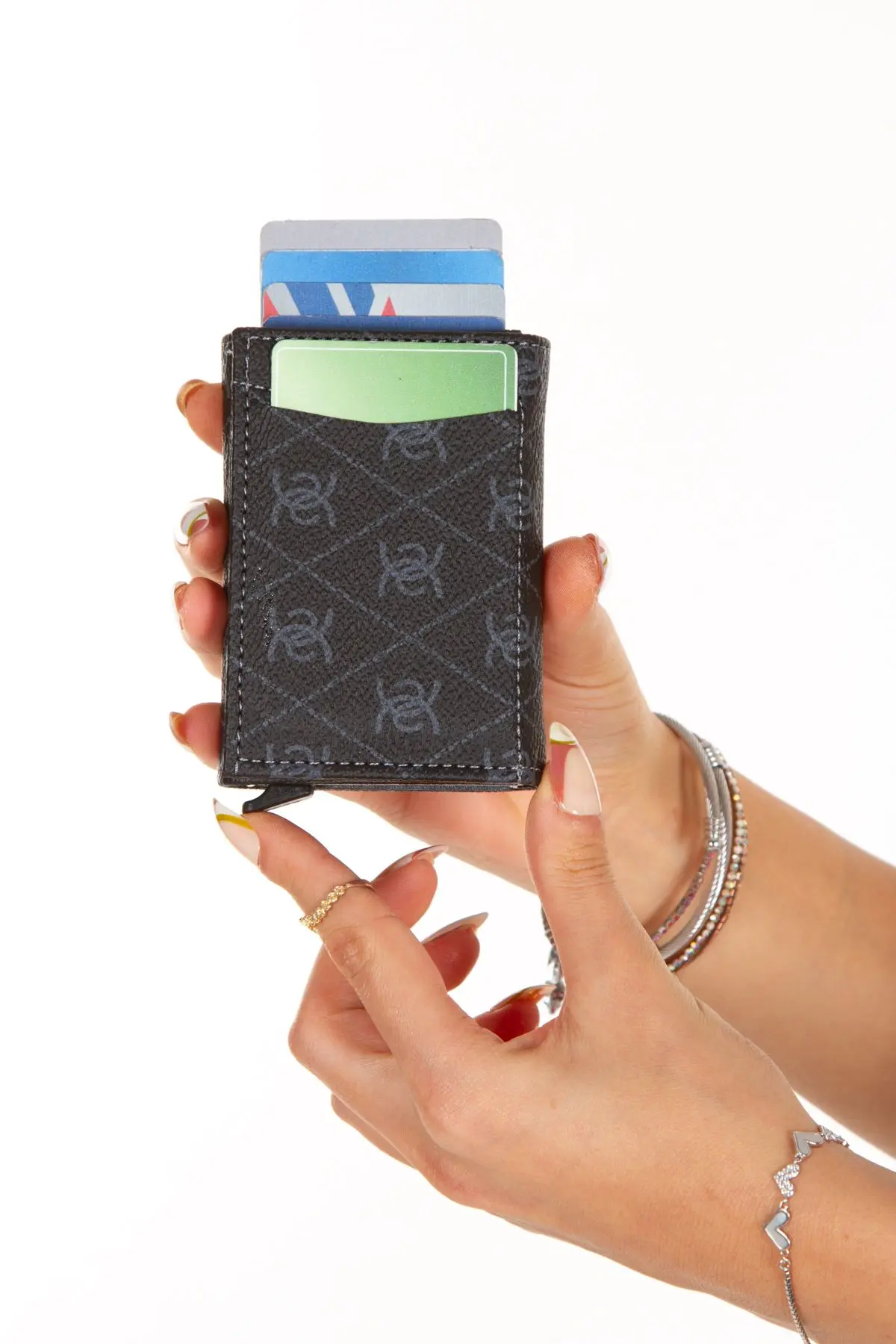 Adelina Siyah Unisex Rio Mekanizmalı Otomatik Kızaklı Kartlık Cüzdan