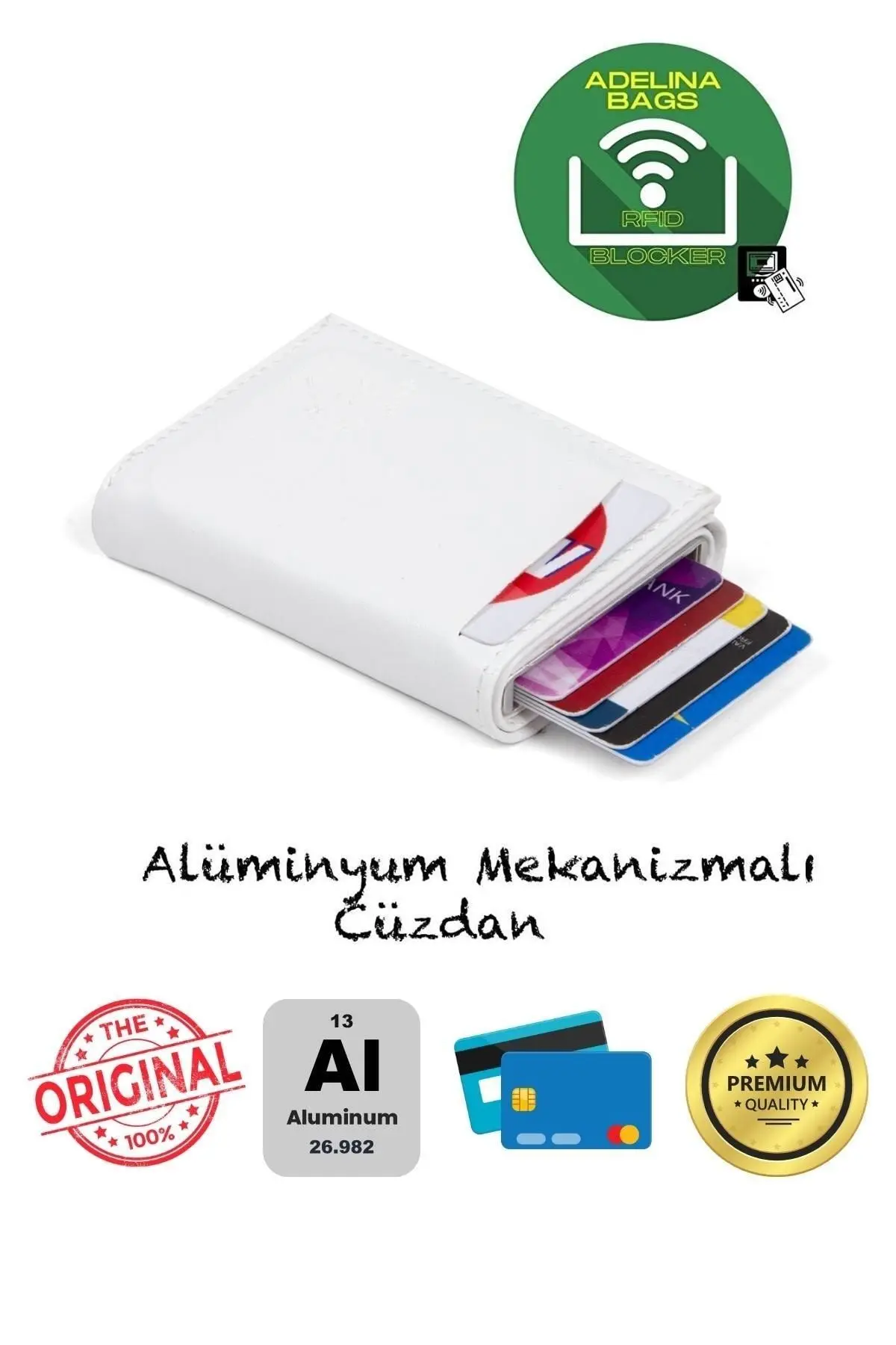 Adelina Beyaz Nova Deri Mekanizmalı Otomatik Kızaklı Kartlık Cüzdan