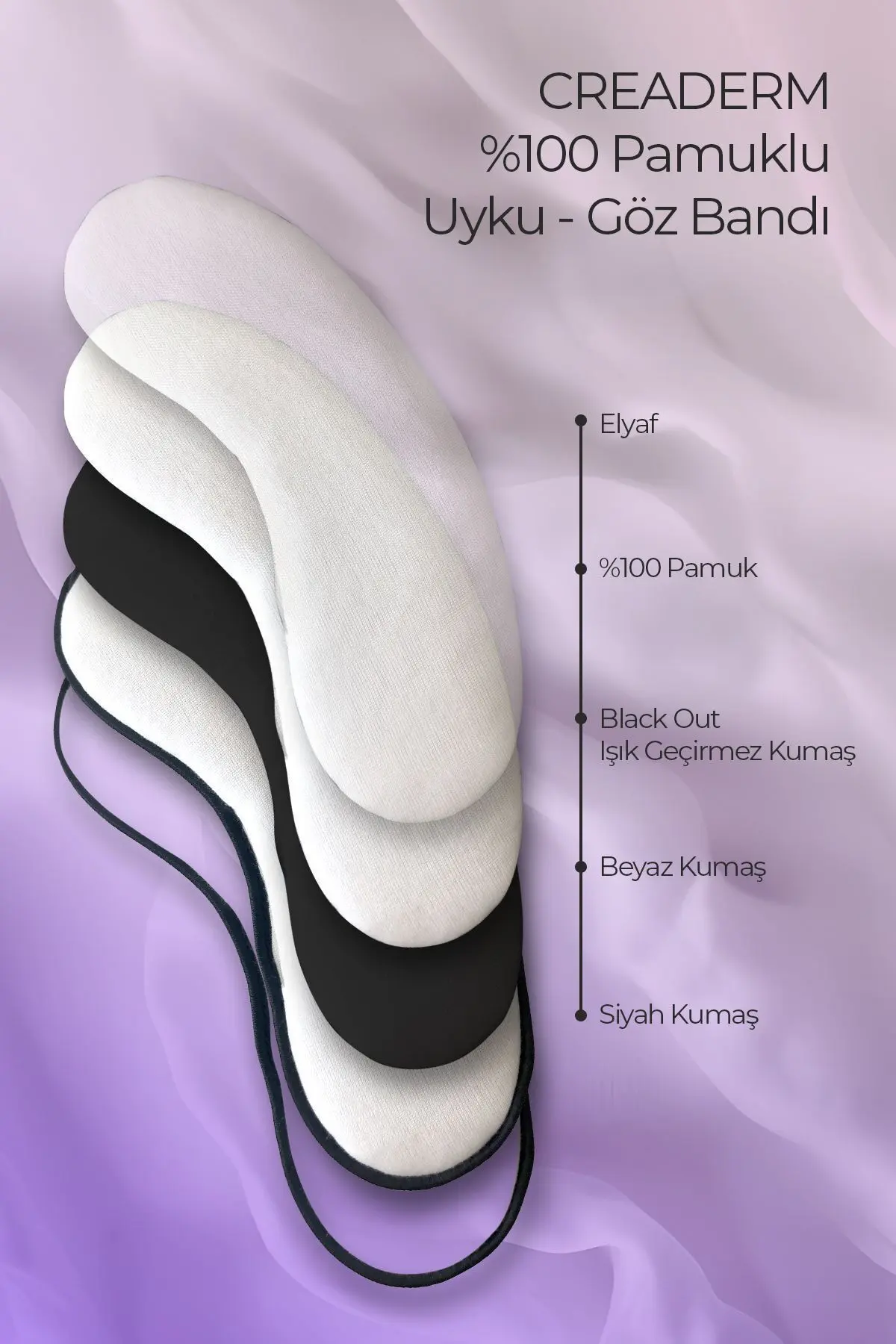 %100 PAMUKLU UYKU GÖZLÜĞÜ/GÖZ BANDI/ ANTİ ALERJİK YIKANABİLİR BOYA KİMYASAL İÇERMEZ EYE SLEEP PATCH