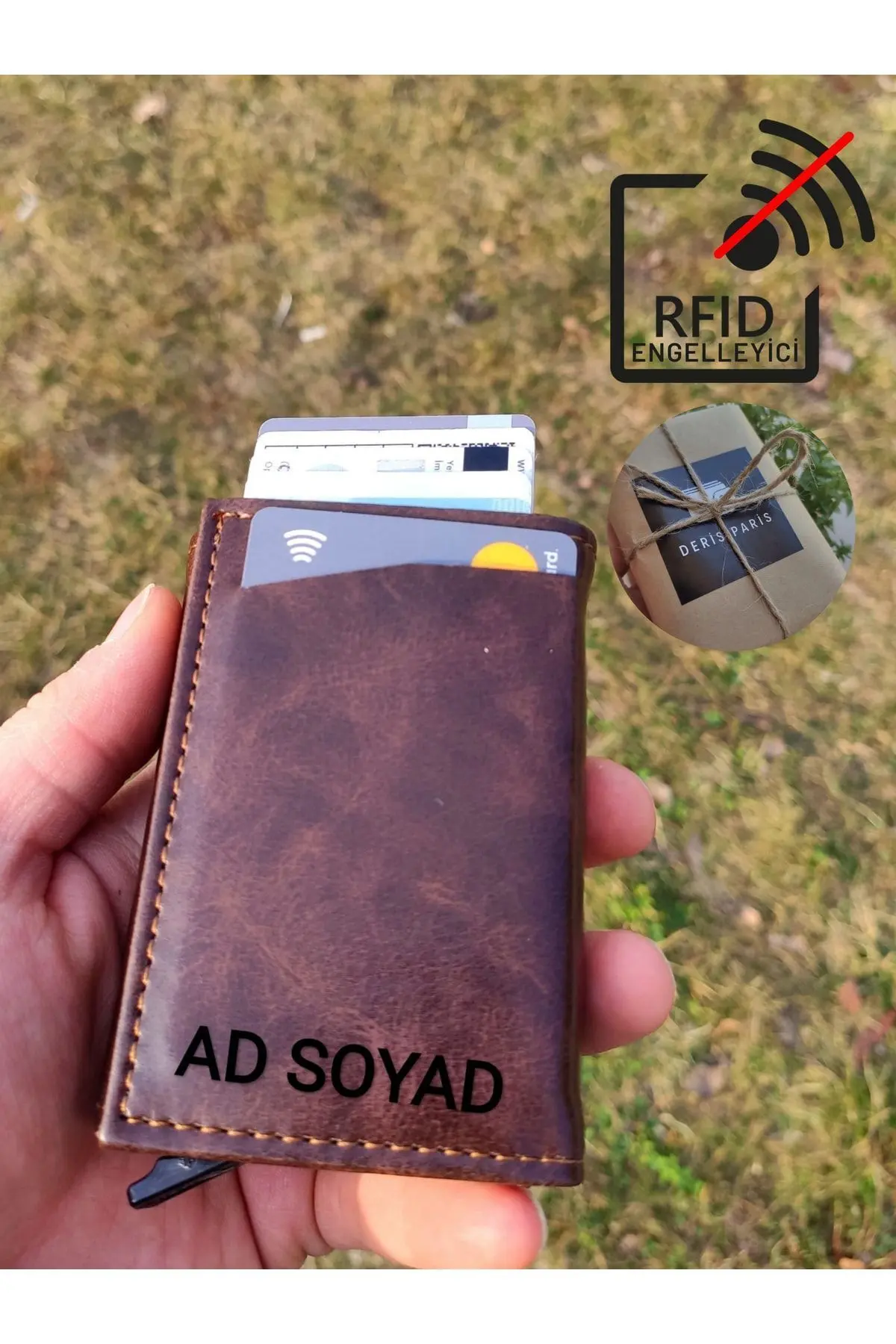 Mekanizmalı Cüzdan Erkek Kartlık Cüzdan Isim Baskılı Kişiye Özel
