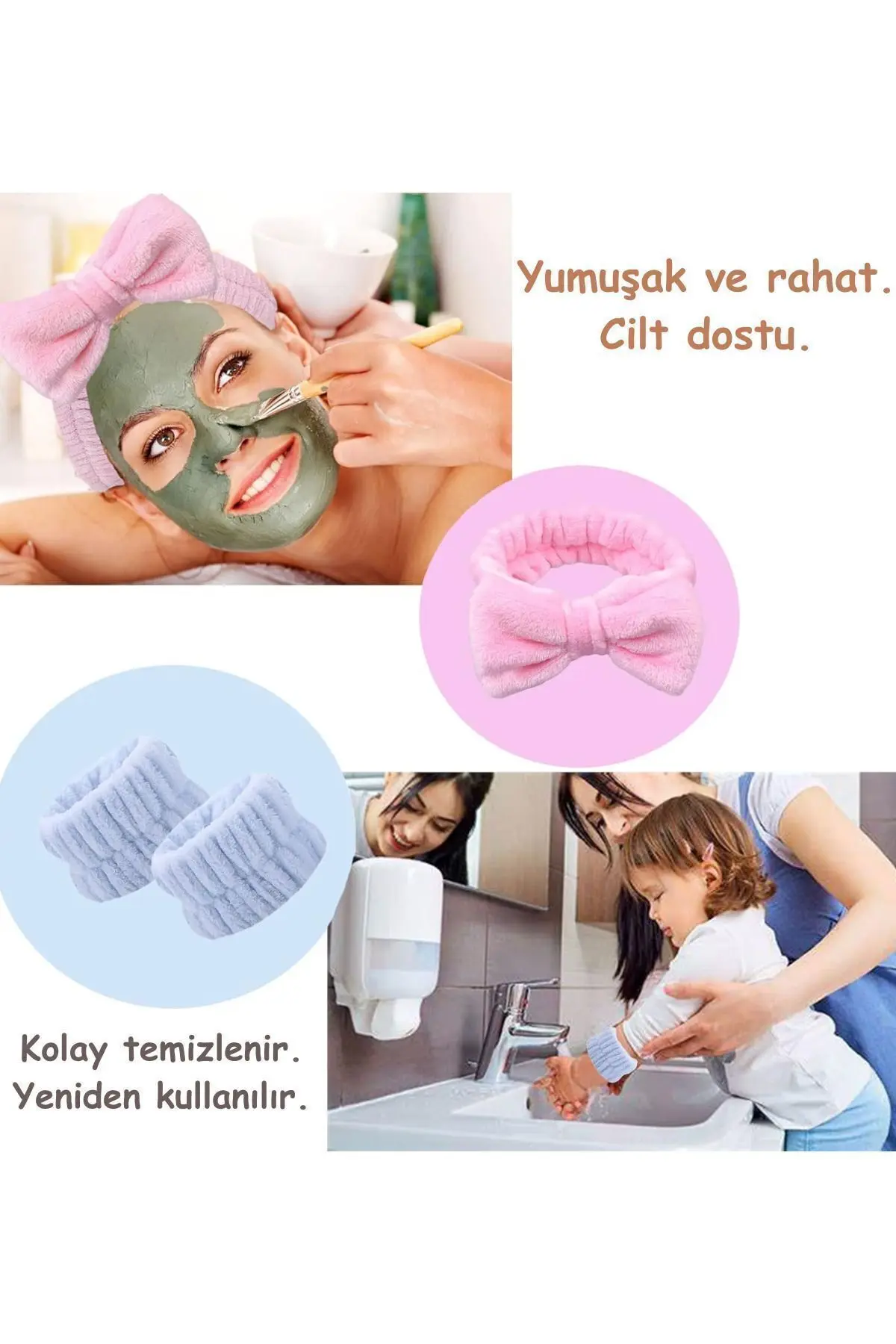 Soft Saç Bandı Ve Bileklik Makyaj Uygulama Seti Mint