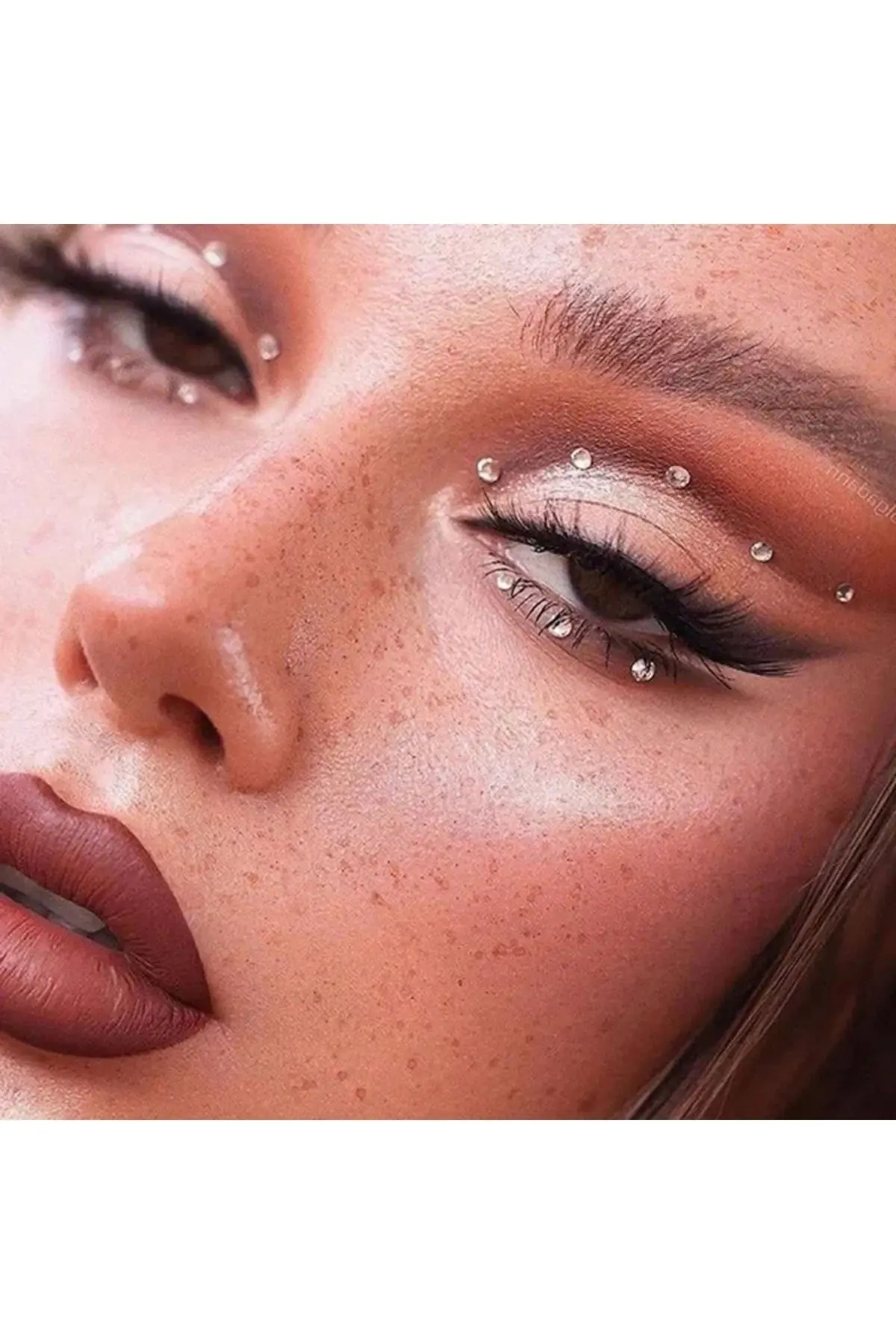 Vintage Yuvarlak Model 100 Adet Işıltılı Yüz Ve Vücut Taşı Sticker Taş