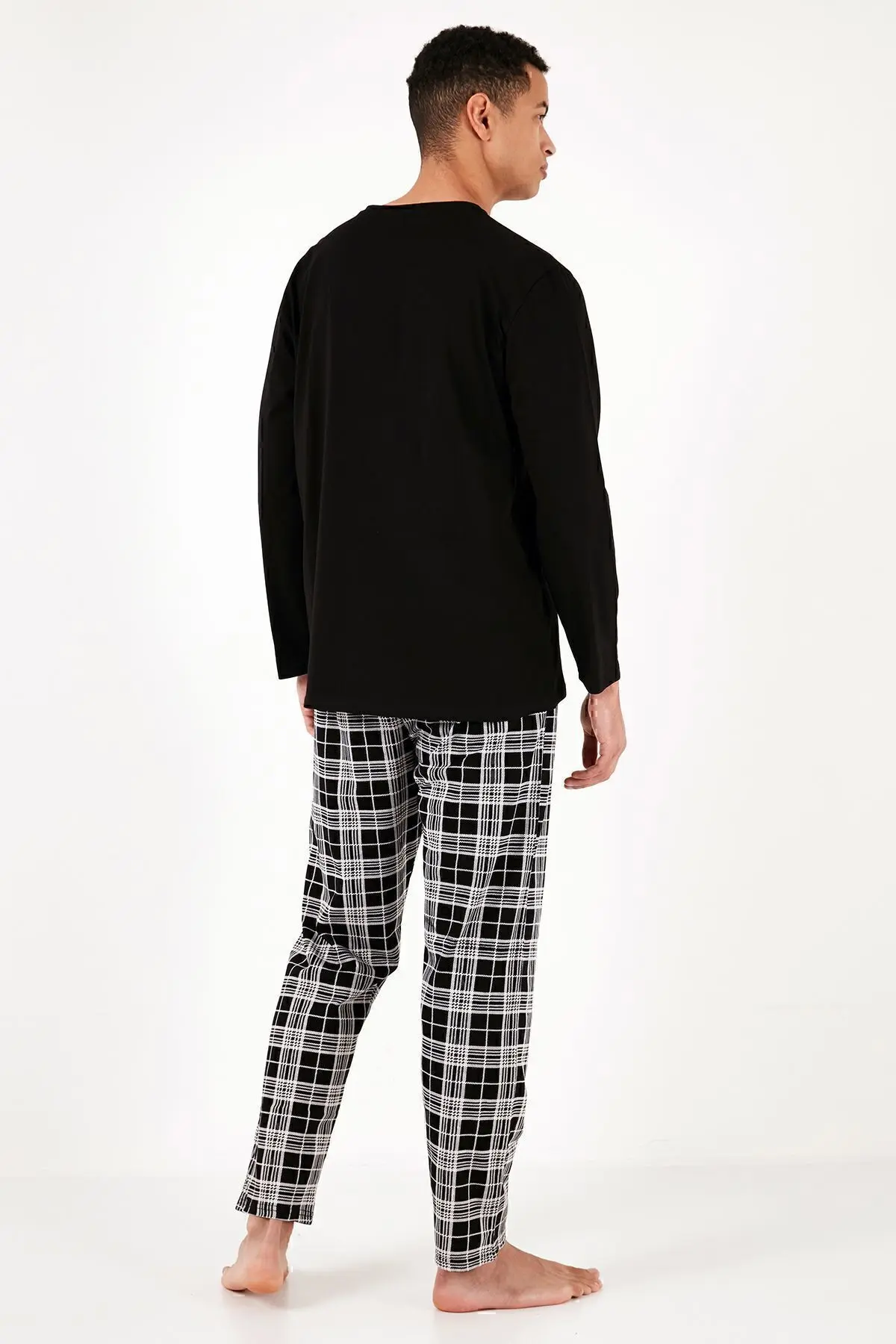 Ekoseli Cepli Beli Lastikli % 100 Pamuk Regular Fit Pijama Takımı Erkek Pijama Takımı 657200