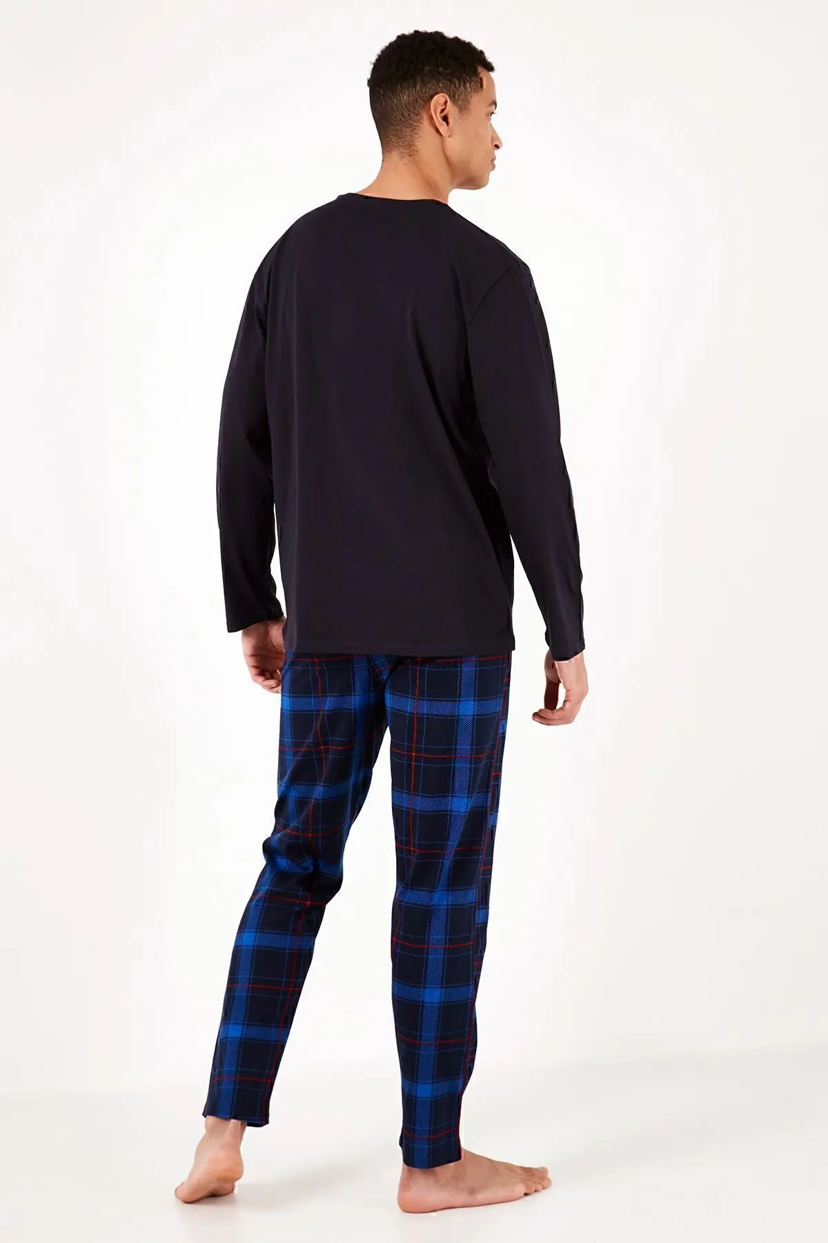 Ekoseli Cepli Beli Lastikli % 100 Pamuk Regular Fit Pijama Takımı Erkek Pijama Takımı 657200