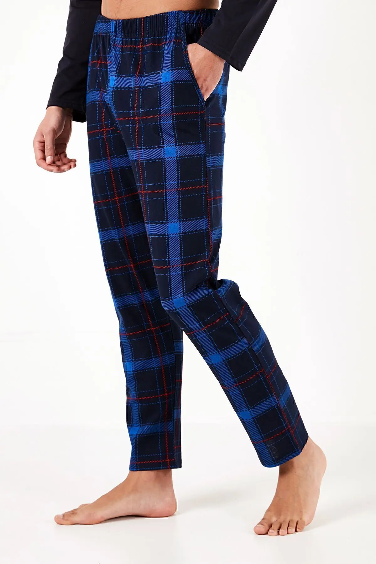 Ekoseli Cepli Beli Lastikli % 100 Pamuk Regular Fit Pijama Takımı Erkek Pijama Takımı 657200