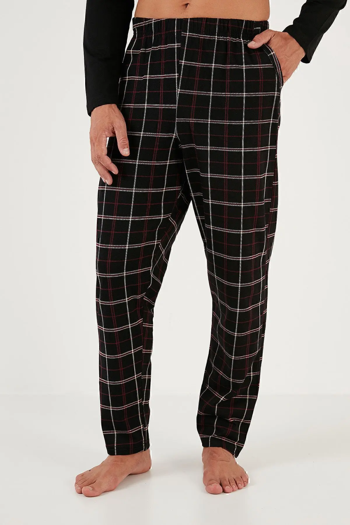 Ekoseli Cepli Beli Lastikli % 100 Pamuk Regular Fit Pijama Takımı Erkek Pijama Takımı 657200