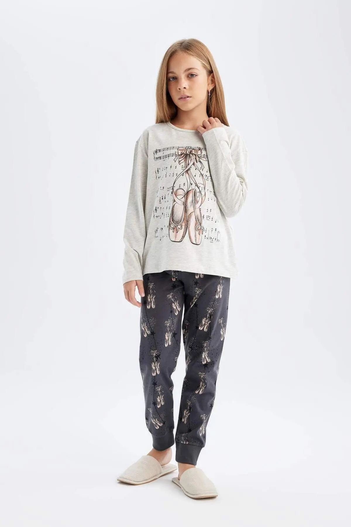 Kız Çocuk Baskılı Uzun Kollu Pijama Takımı 3163690