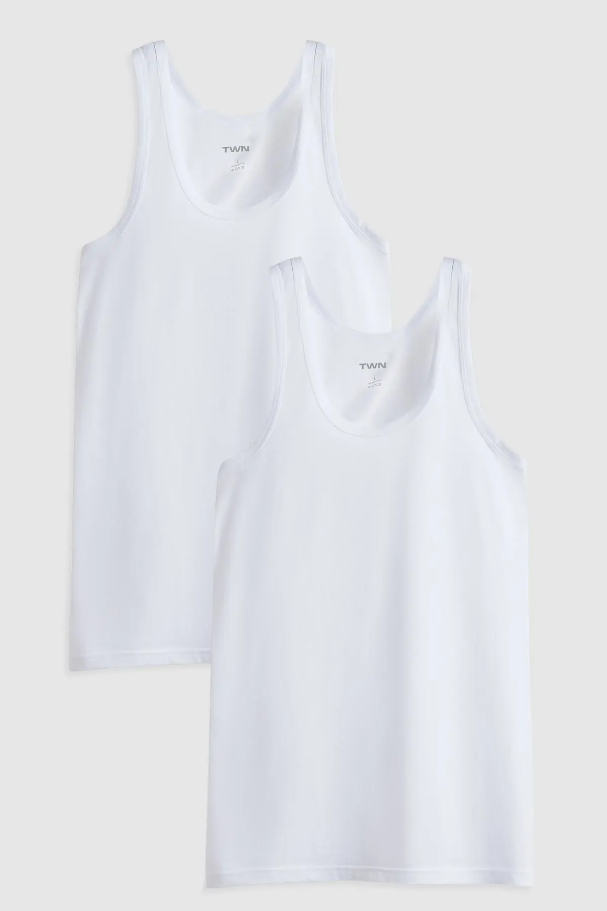 D'S Damat Twn Beyaz Standart Fit Nefes Alabilen Teri Emen %100 Pamuklu 2'li Atlet