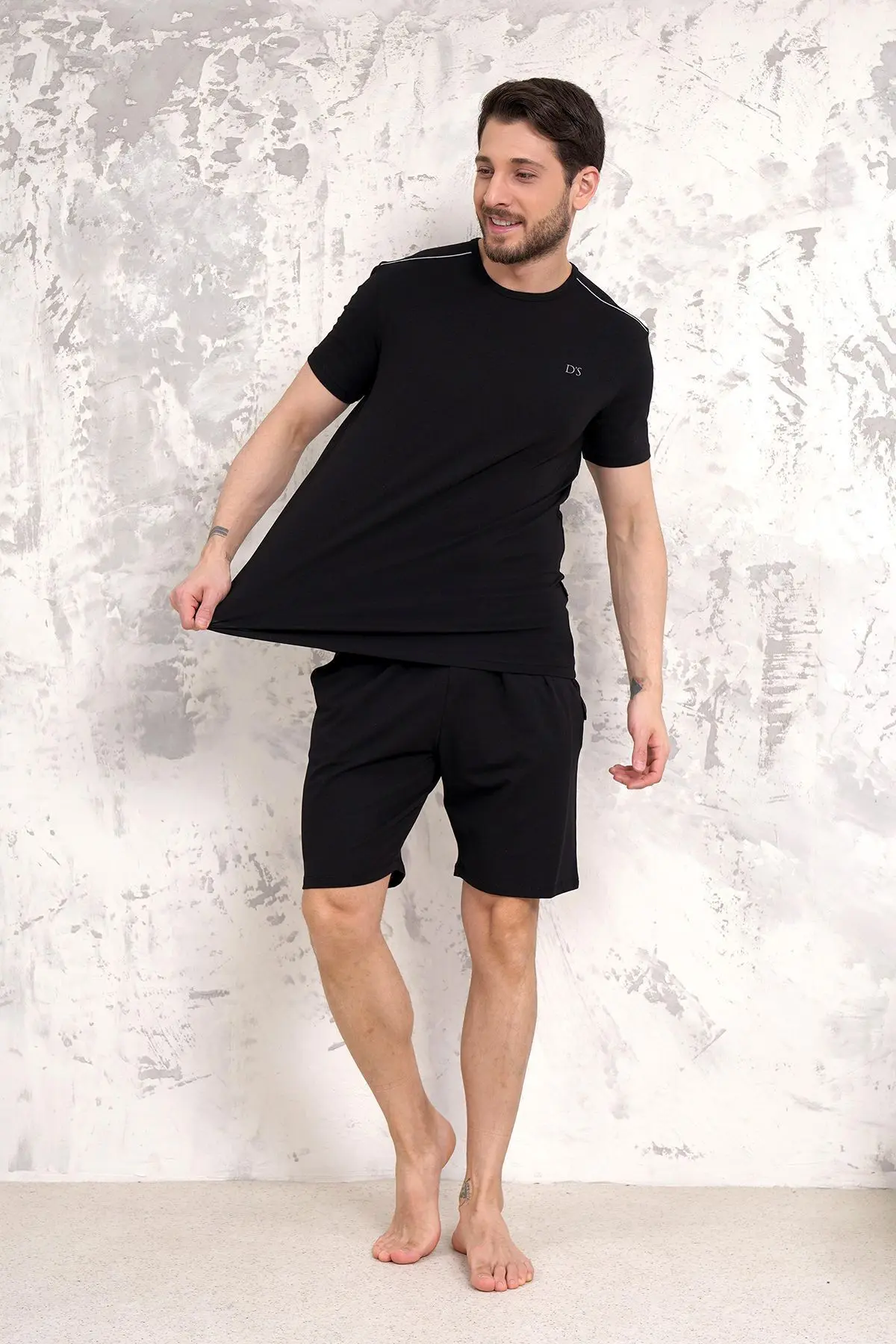 Ds Damat Maschio Pamuk Şort Takım SİYAH