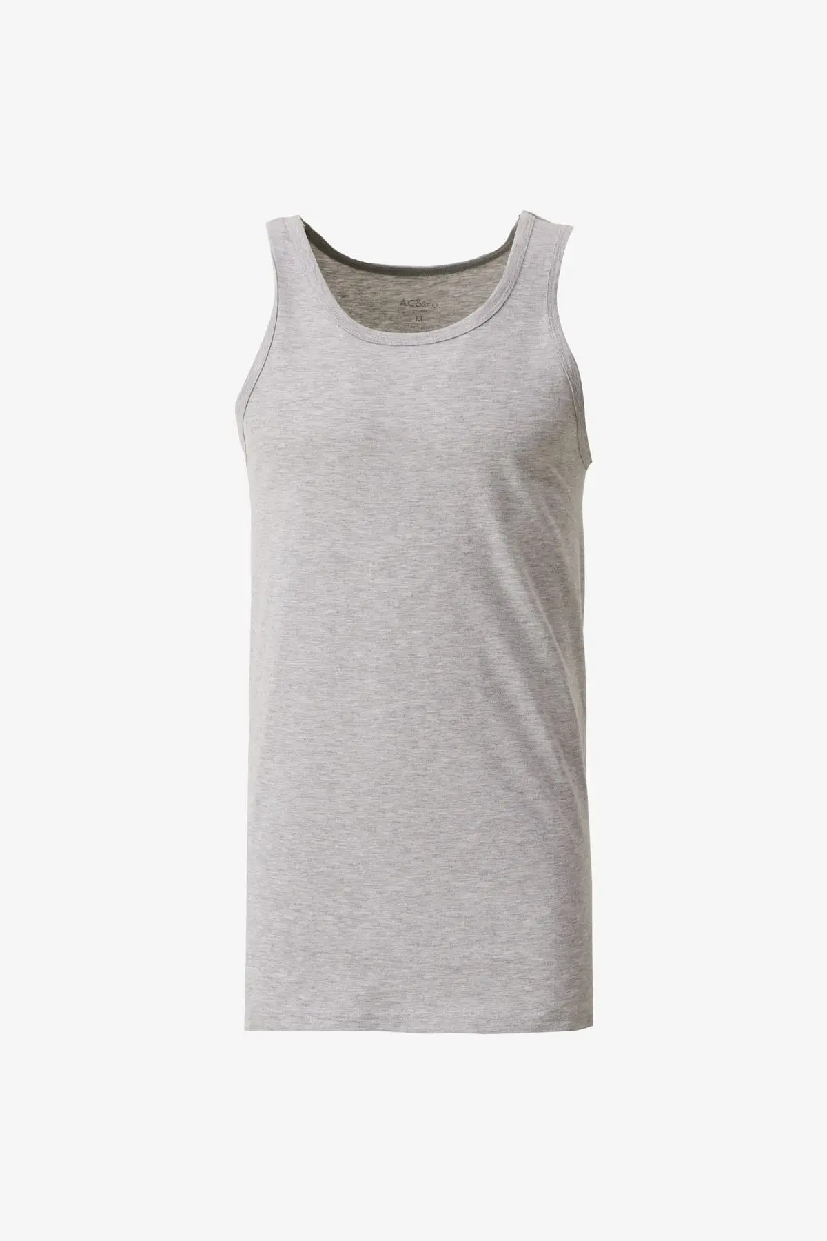 Erkek Gri Melanj Standart Fit Normal Kesim Pamuklu 2'li Atlet Paketi