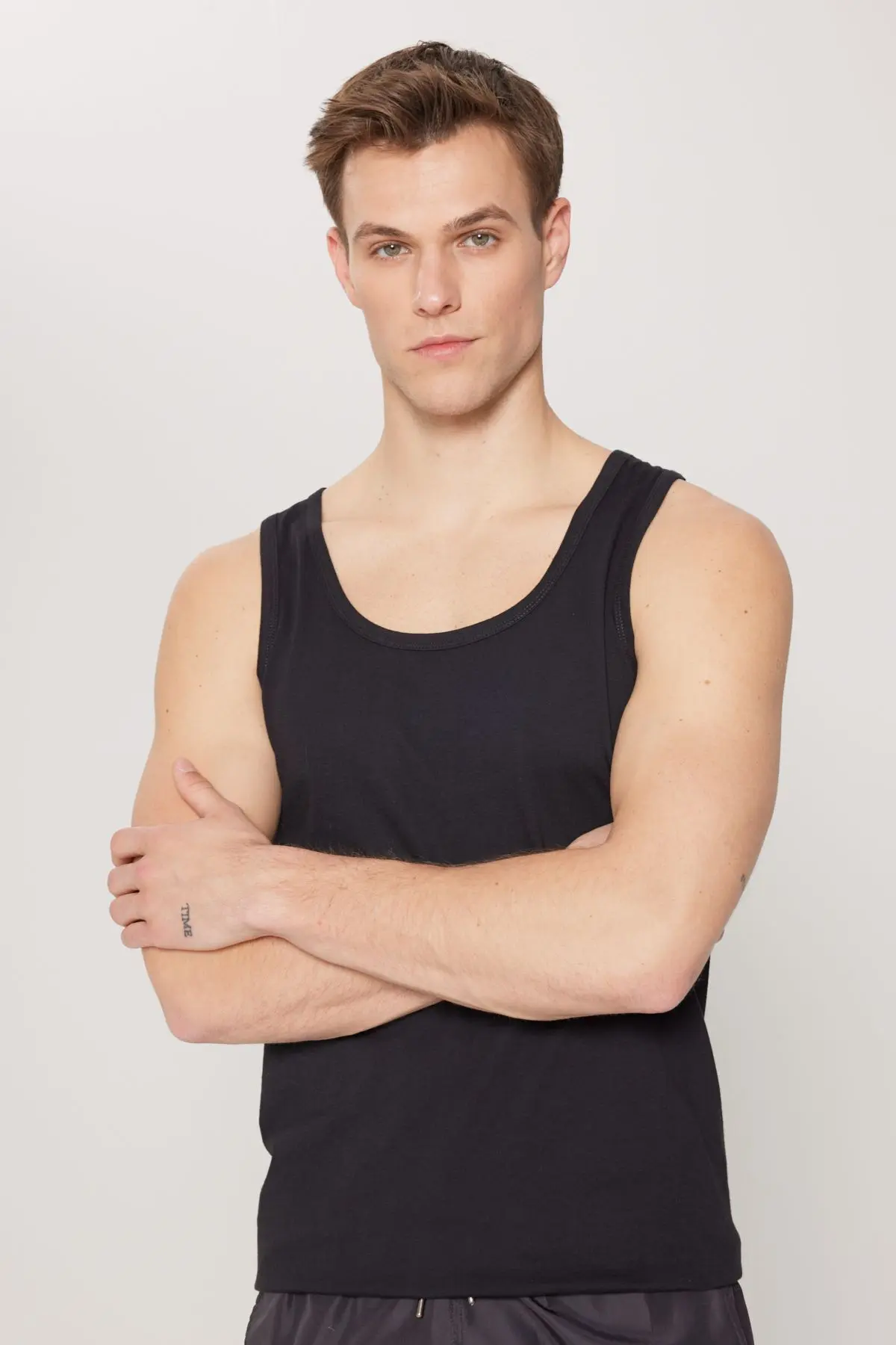 Erkek Siyah Standart Fit Normal Kesim %100 Pamuk 2'li Atlet Paketi