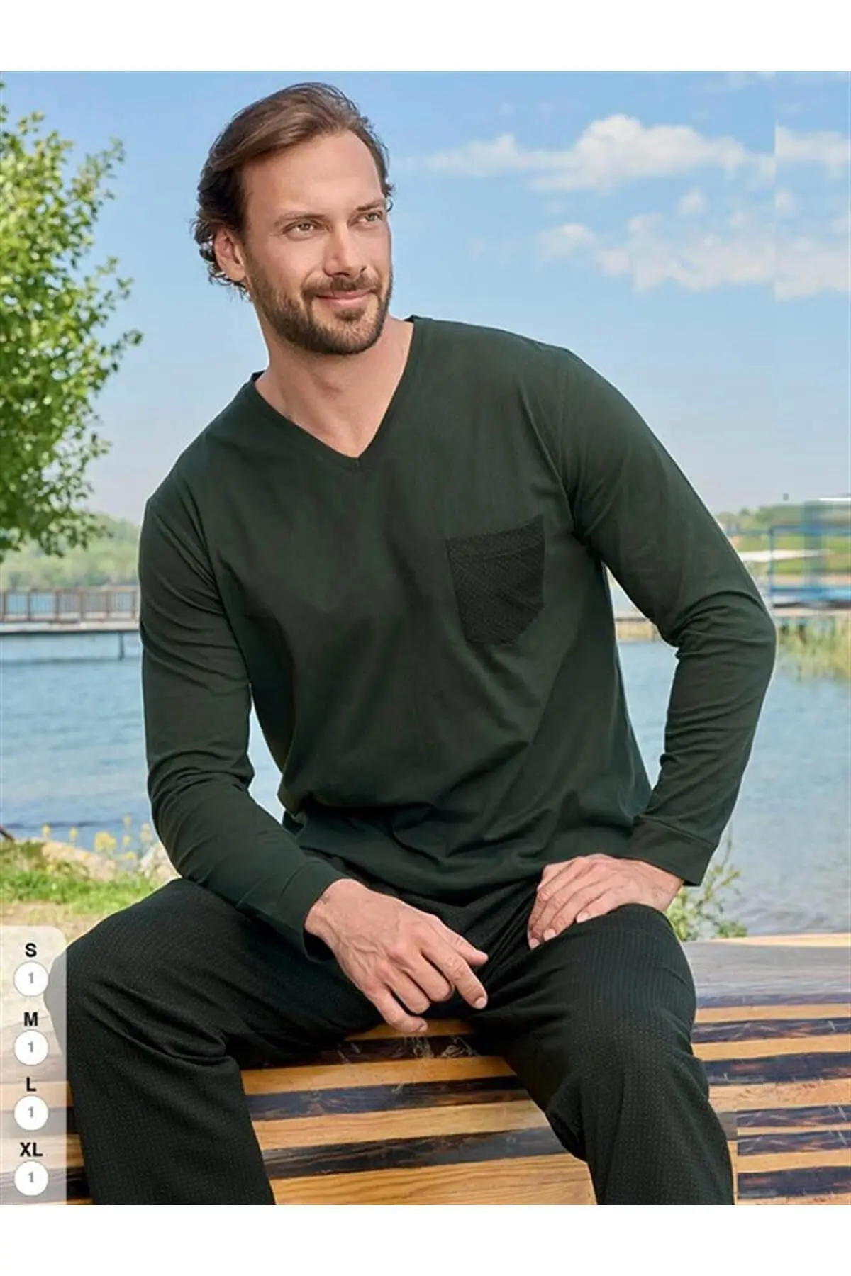 Aydoğan Erkek Pamuklu Uzun Kollu Altı Ekoseli Pijama Takımı Yeni Sezon