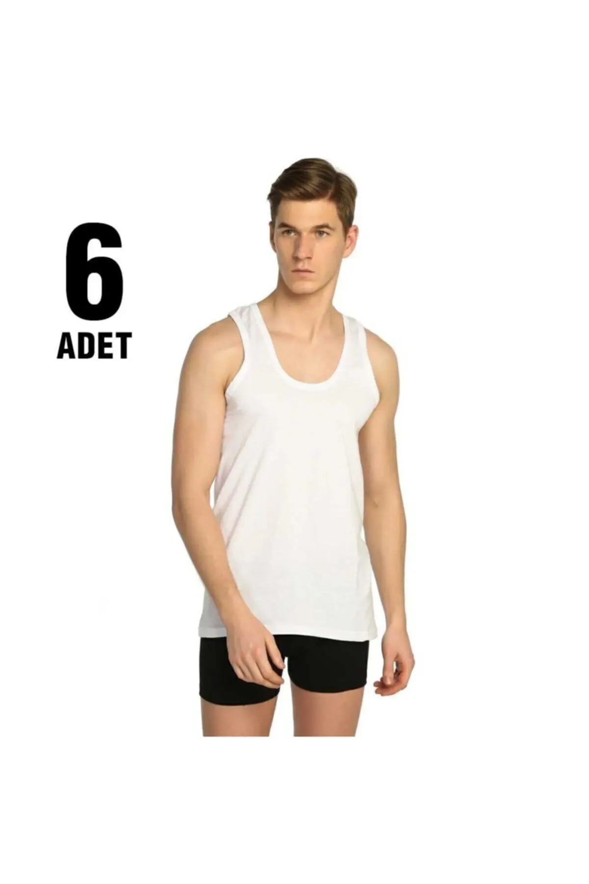 Beyaz Klasik Erkek Penye Atlet 6'lı