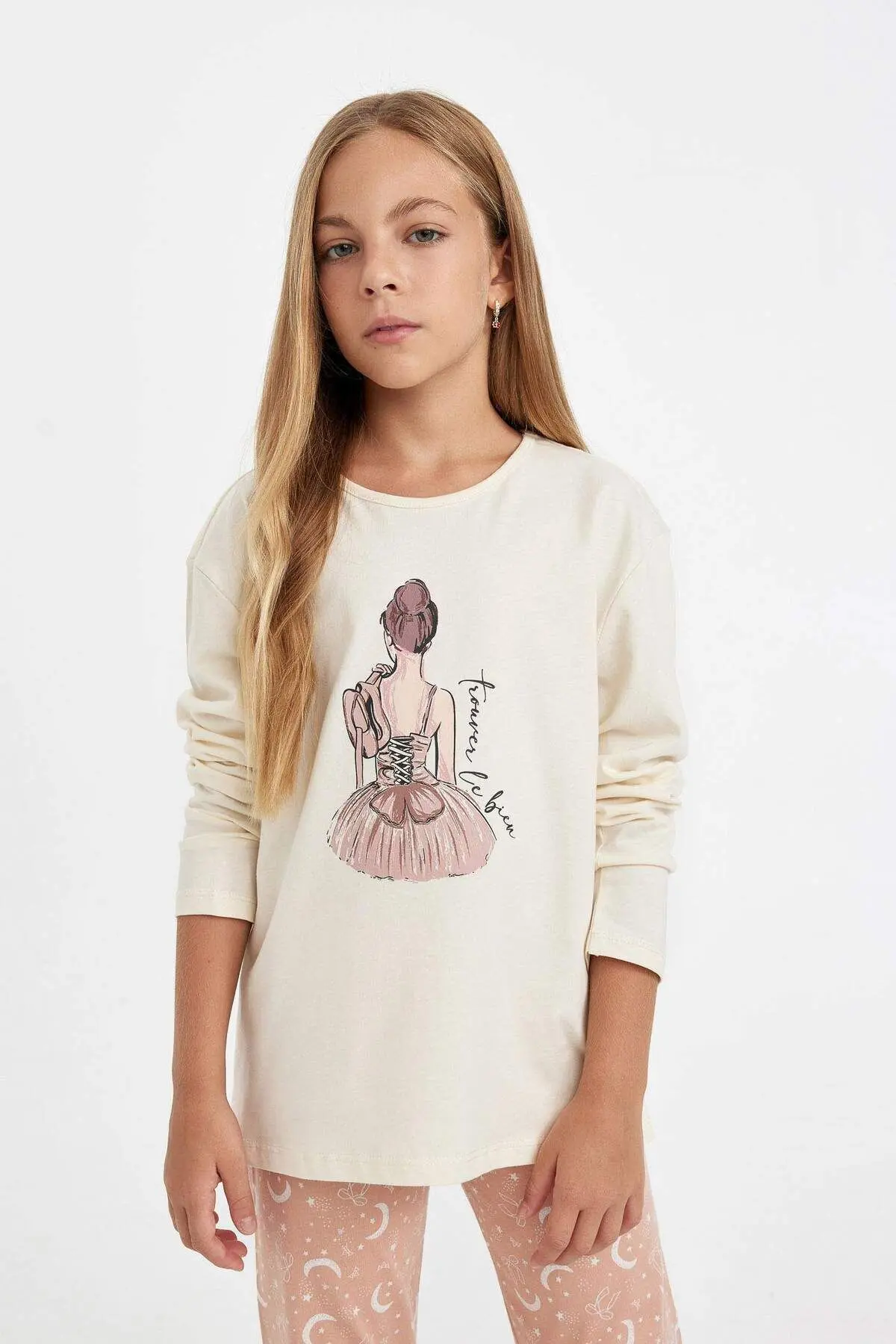 Kız Çocuk Baskılı Uzun Kollu Pijama Takımı 3163681