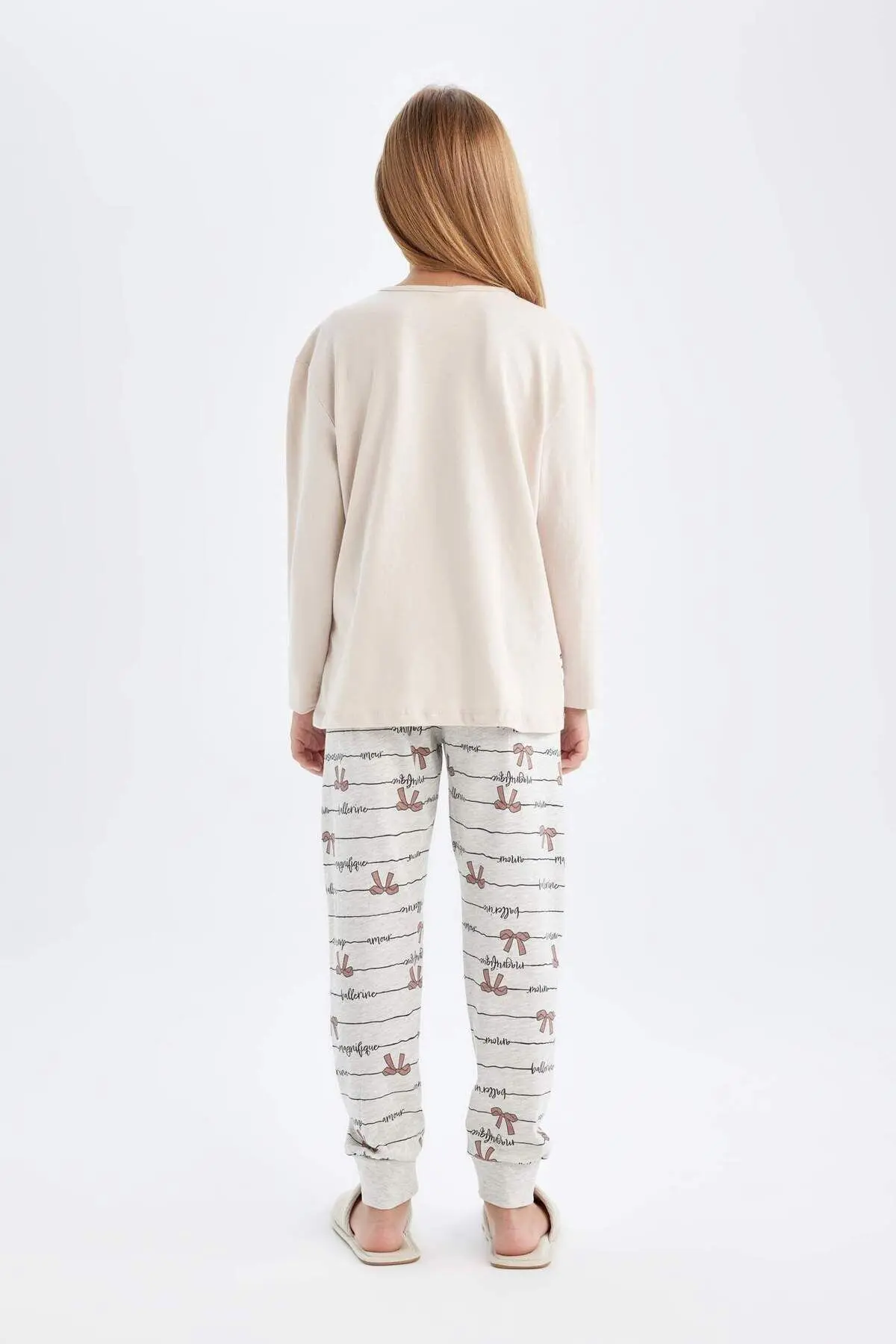 Kız Çocuk Baskılı Uzun Kollu Ince Pijama Takımı 3163676