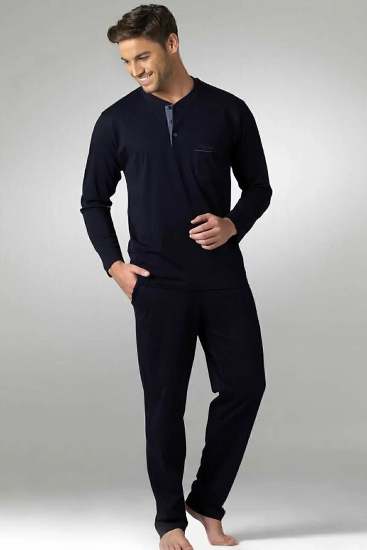 Pierre Cardin Erkek Lacivert Penye 2'li Pijama Takımı