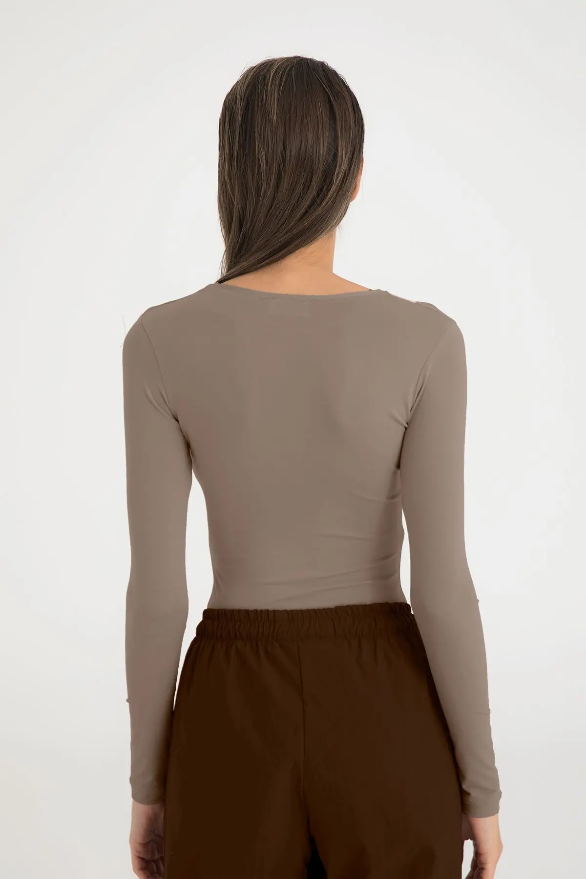 Soft Touch Yuvarlak Yaka Bluz Vizon