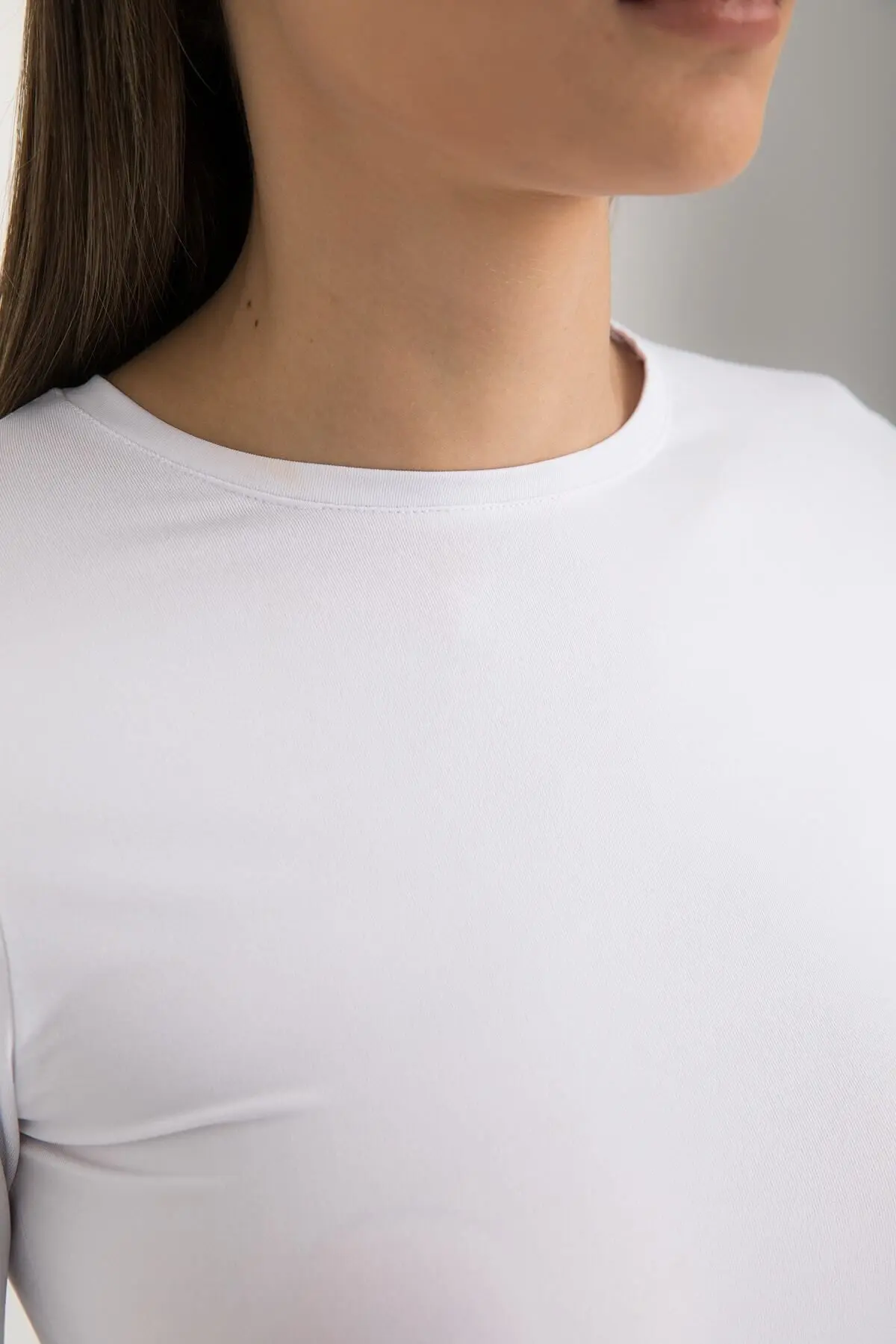 Soft Touch Yuvarlak Yaka Bluz Beyaz