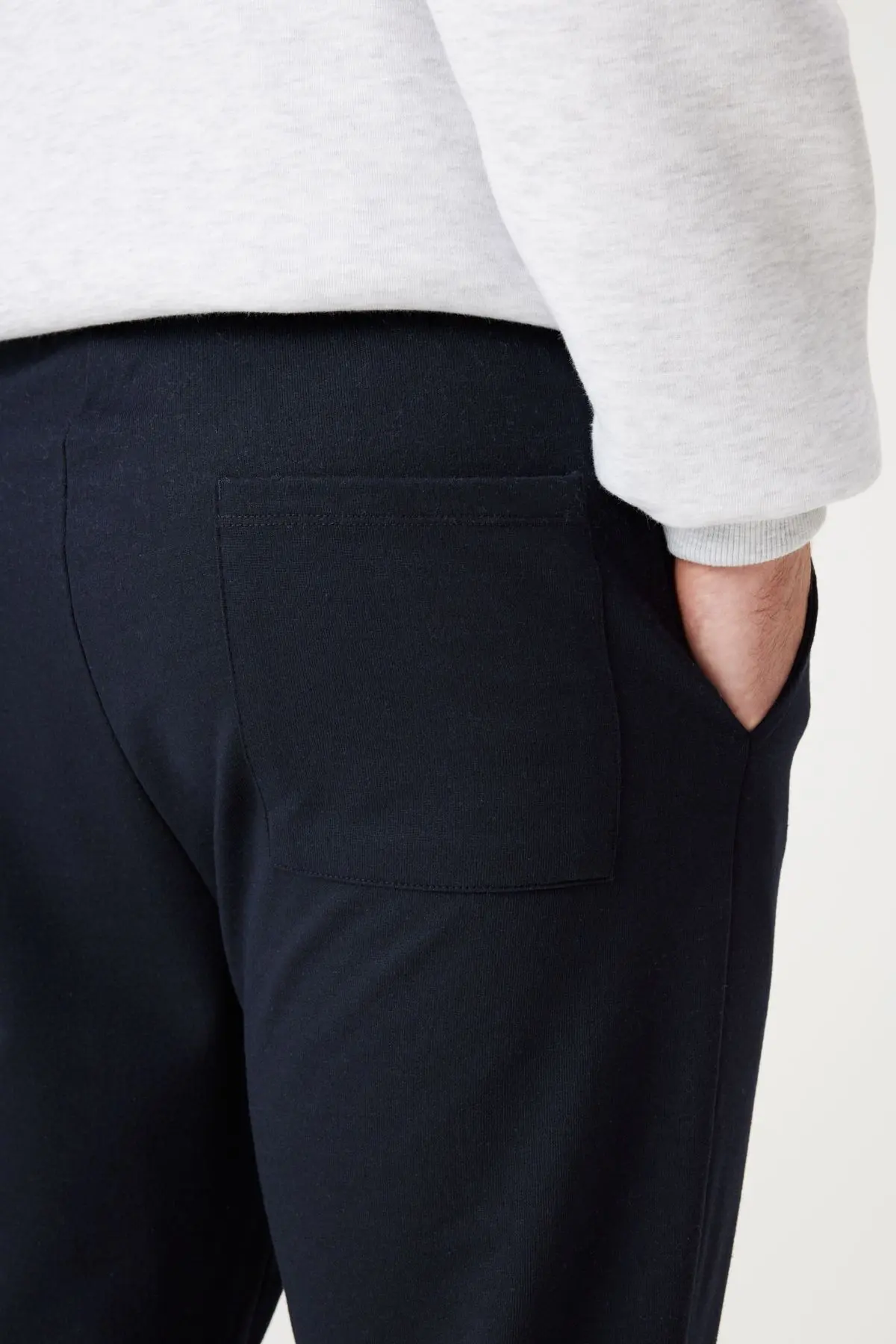 Erkek Lacivert Standart Fit Normal Kesim 2 Iplik Cepli Rahat Pamuklu Jogger Eşofman Altı