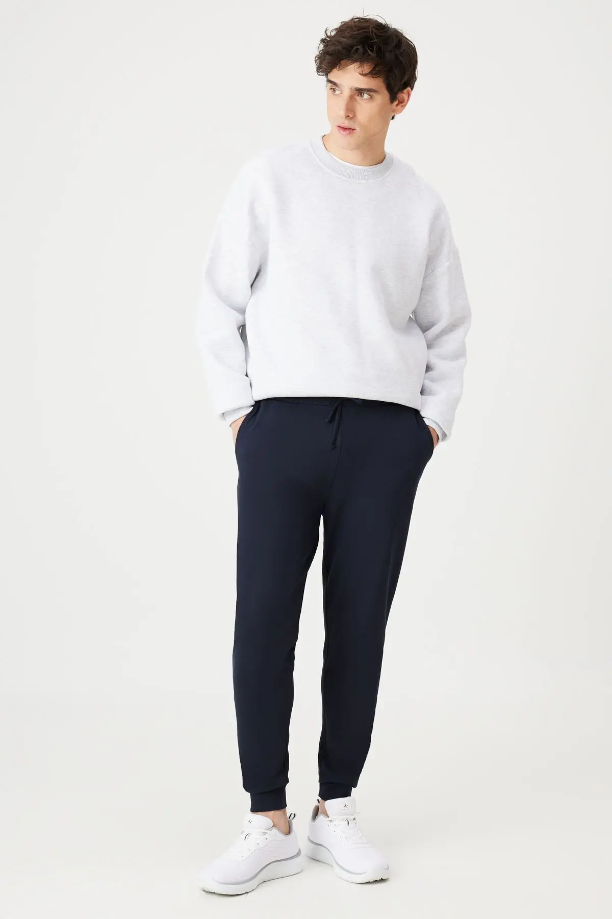 Erkek Lacivert Standart Fit Normal Kesim 2 Iplik Cepli Rahat Pamuklu Jogger Eşofman Altı