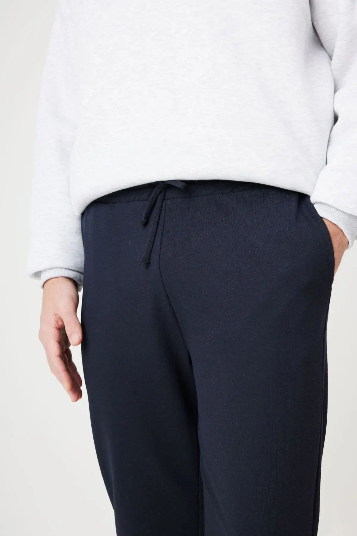 Erkek Lacivert Standart Fit Normal Kesim 2 Iplik Cepli Rahat Pamuklu Jogger Eşofman Altı
