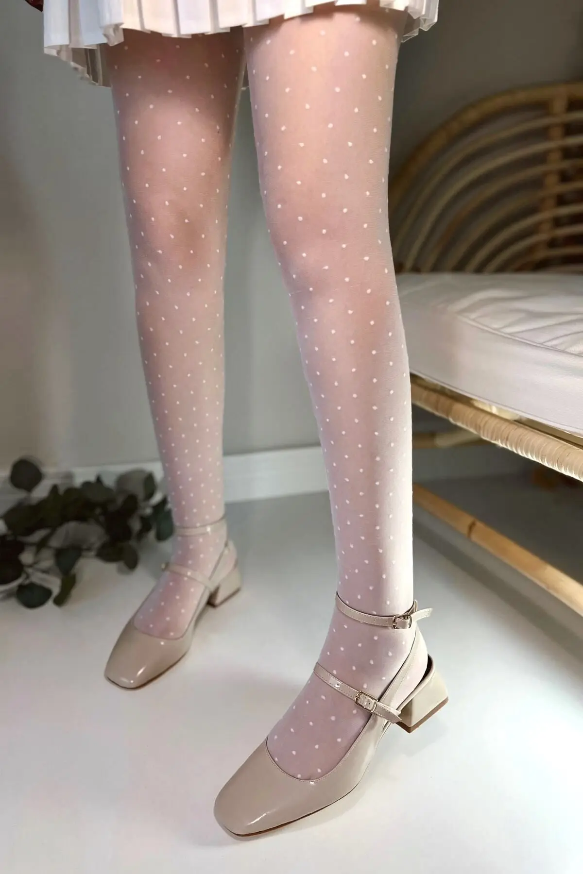 Kadın Mary Jane Bej Nude Ten Rugan Arkası Açık Kare Burunlu Baretli Kısa Blok Topuklu Ayakkabı