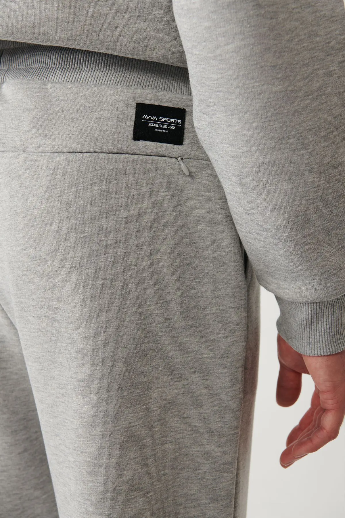 Erkek Gri Jogger Eşofman Altı Beli Bağcıklı 3 Iplik Şardonsuz Paçası Lastikli Regular Fit A32y3464