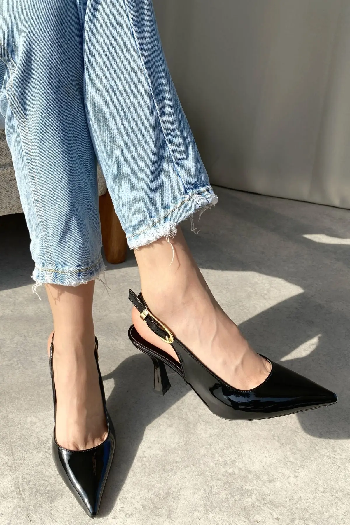 Kadın Ovis Sivri Topuklu Ayakkabı - siyah-rugan