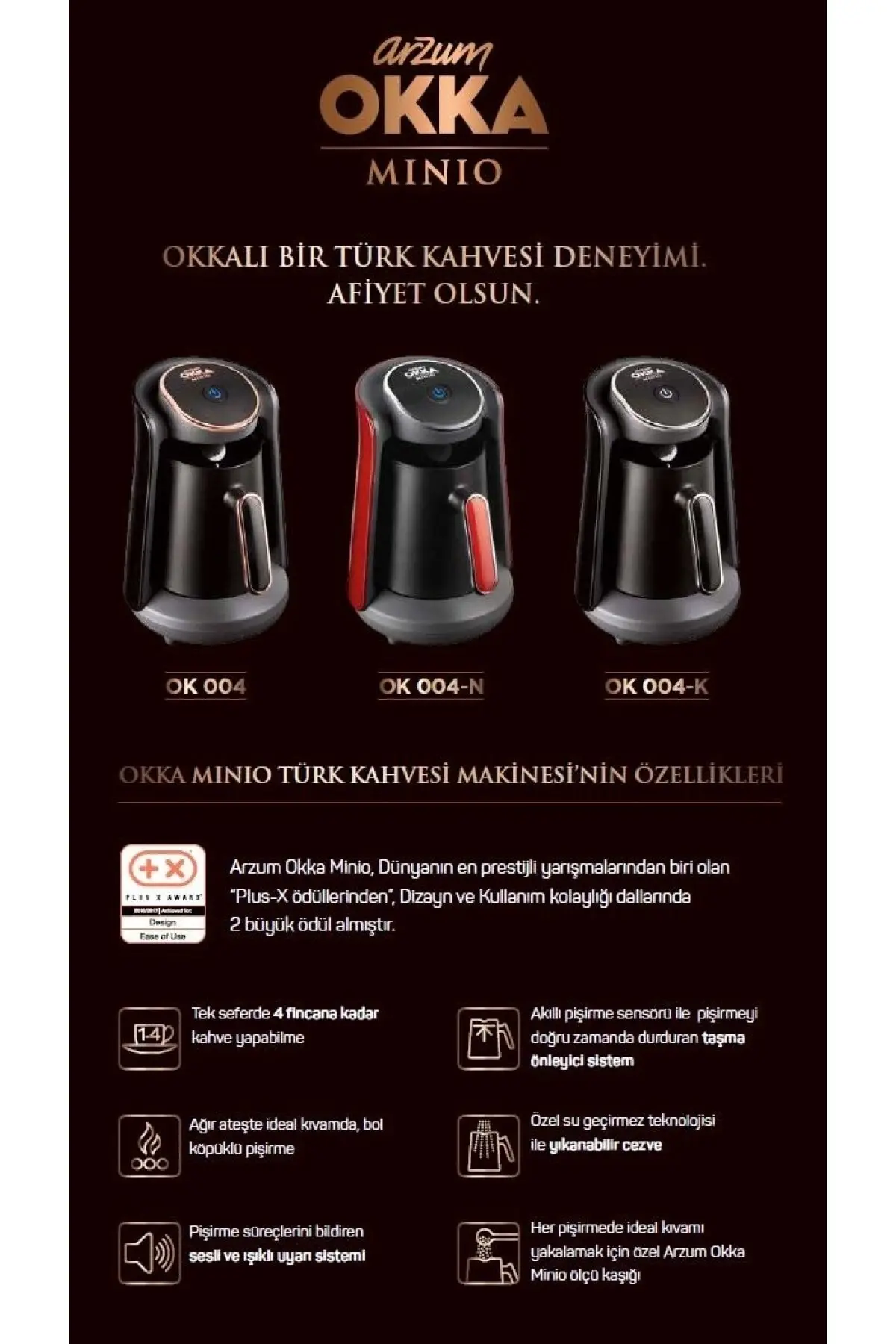 OK004-K Okka Minio Türk Kahvesi Makinesi Krom 4 Fincan Kapasiteli
