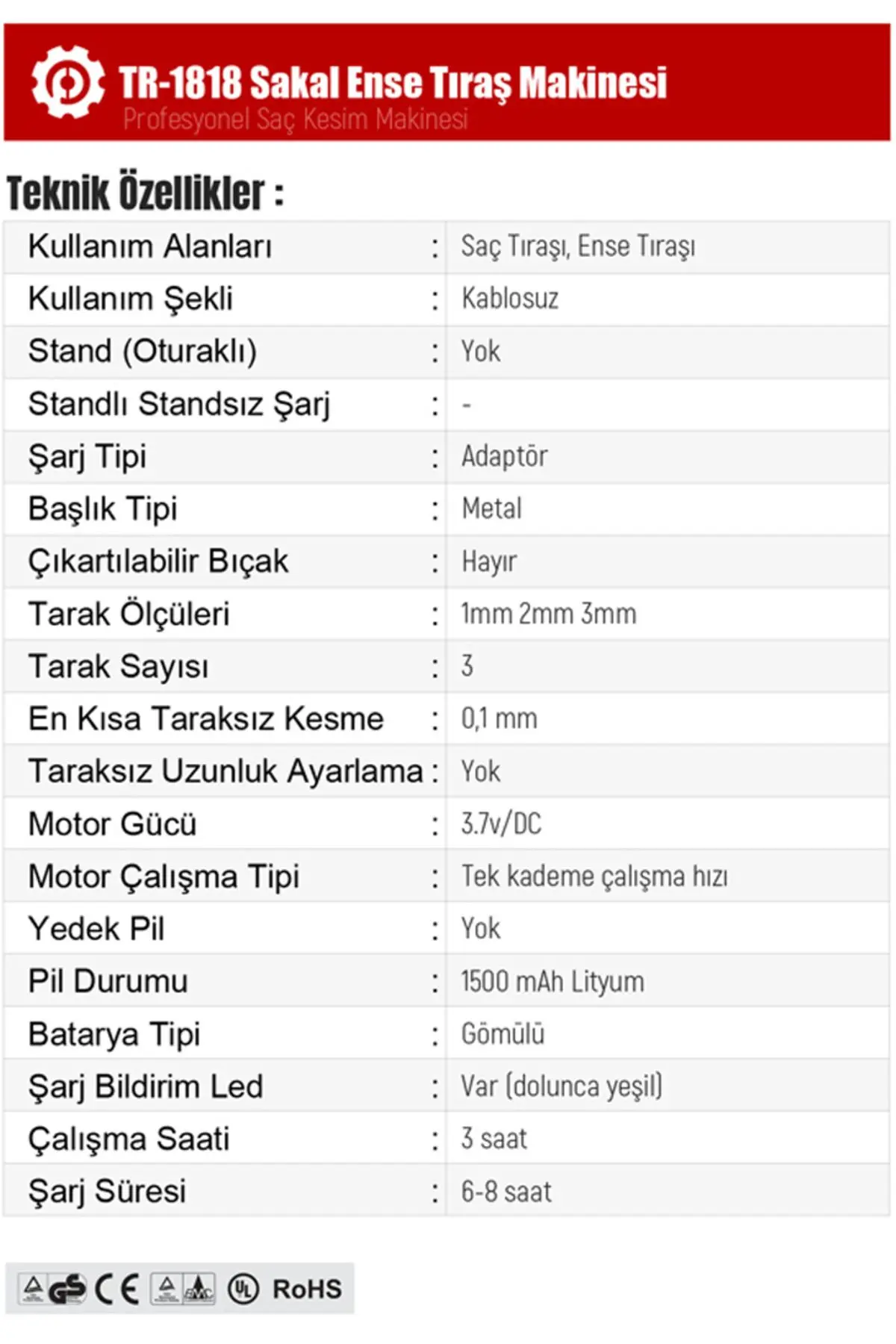 TR-1818 Sakal Ense Çizim Makinesi T-Bıçak