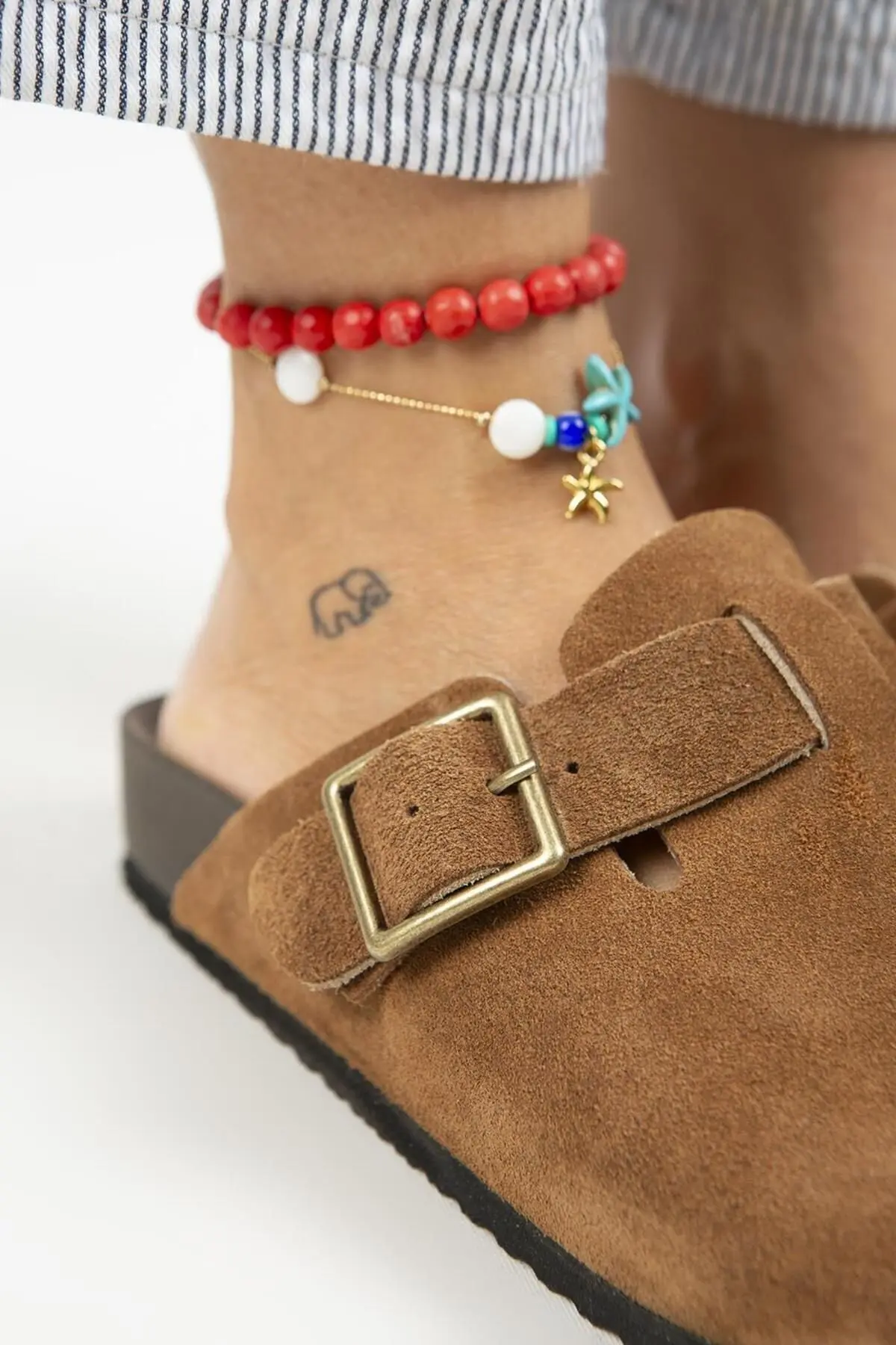 Zeta 2 Kadın Deri  Hakiki Deri Kemerli Tokalı Sabo Taba Terlik