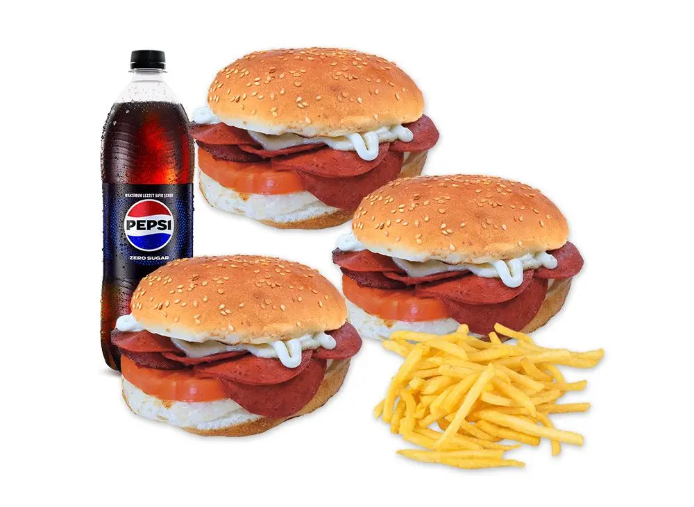 3'lü İso Özel Sucuk Burger Menü