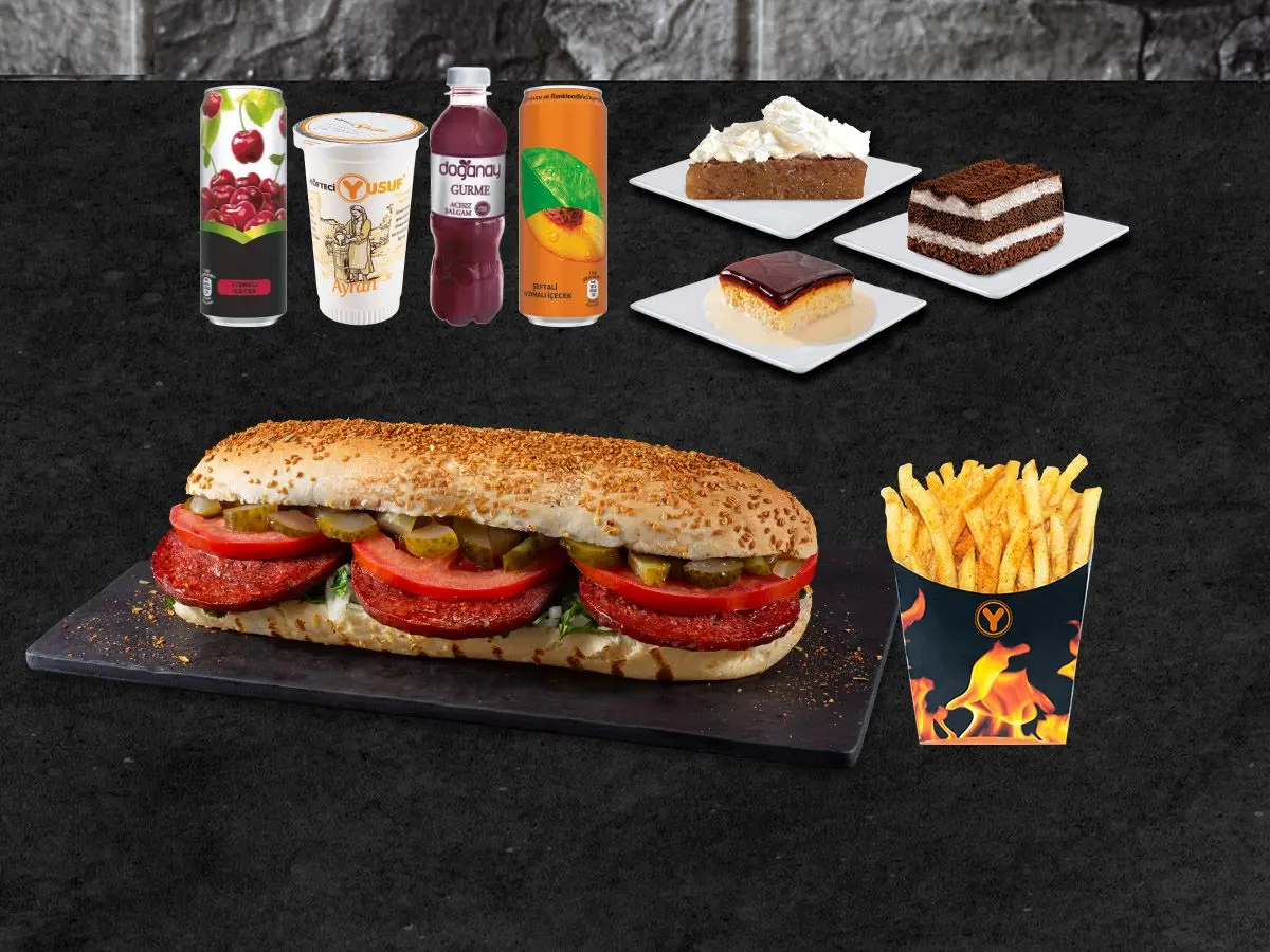 Dört Dörtlük Yarım Porsiyon Ekmek Arası Sucuk Menü