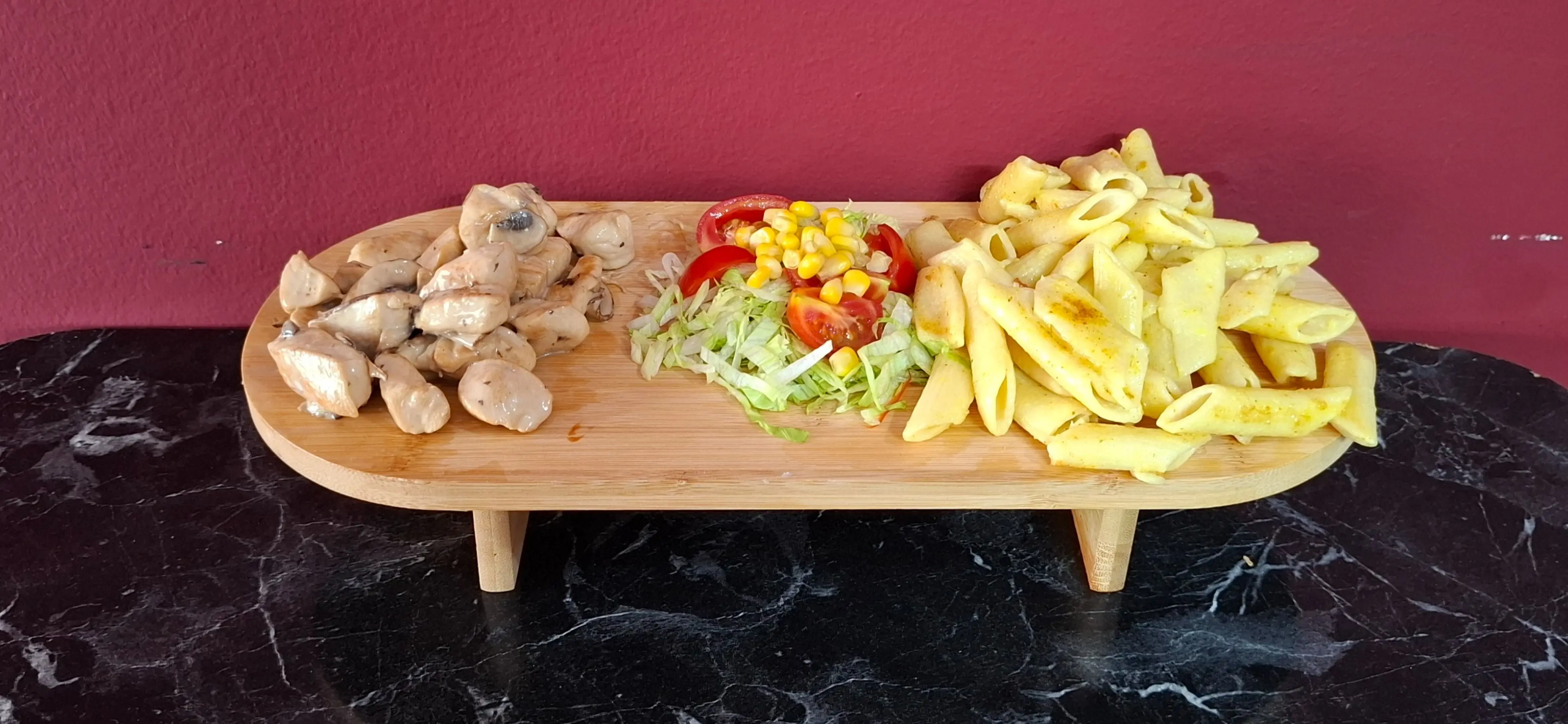 Kremalı Makarna & Kremalı Köri Soslu Mantarlı Tavuk