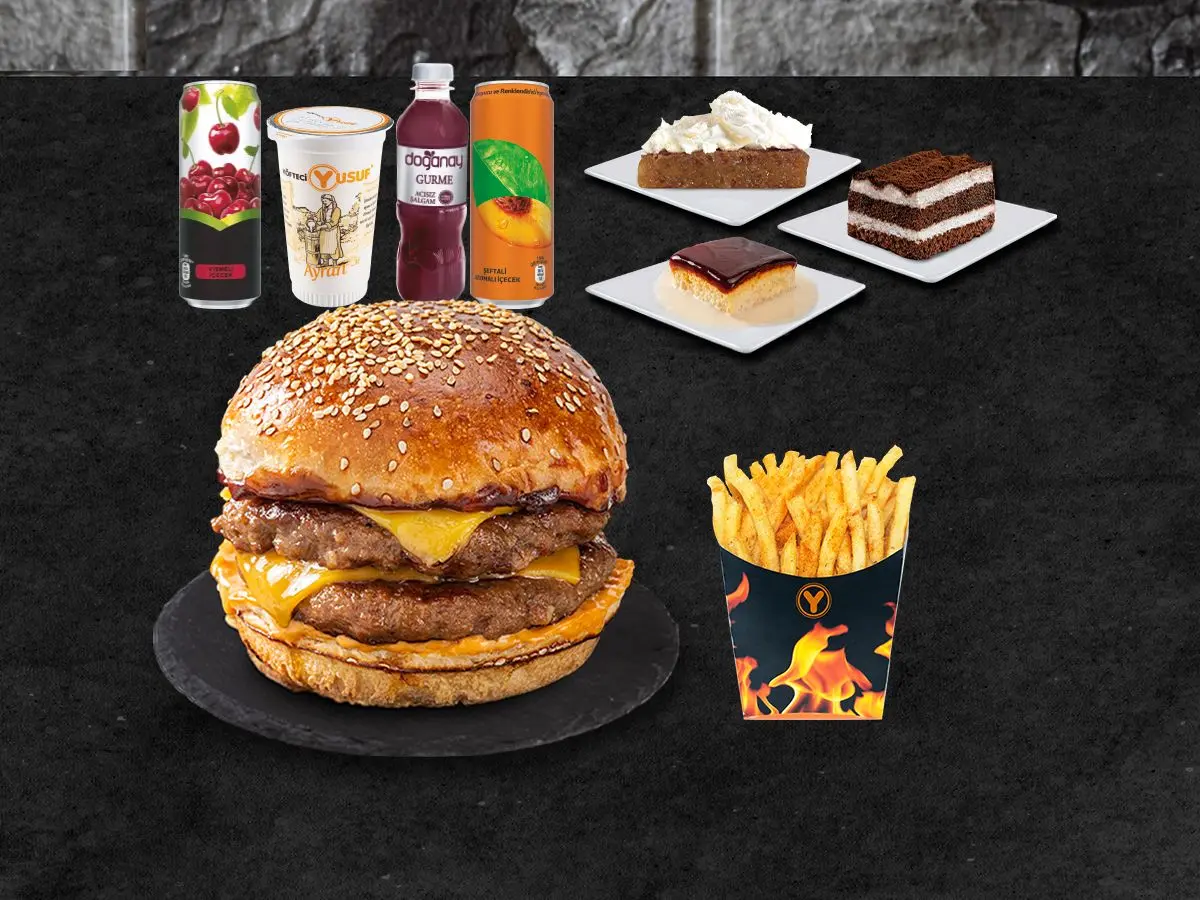 Burger (Çift Köfte) Dört Dörtlük Menü