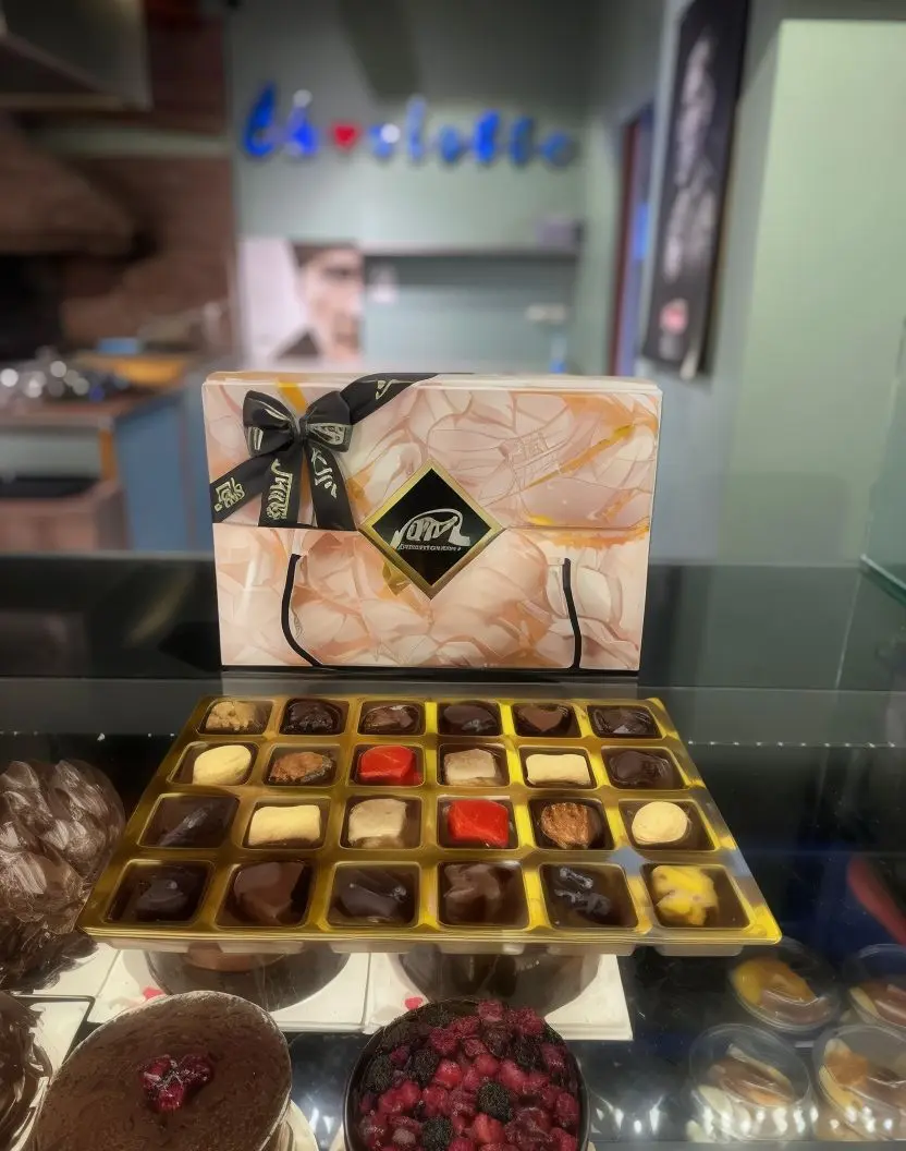 Krem Mermer Desenli Alüminyum Kutu Çikolata (335 gr.)